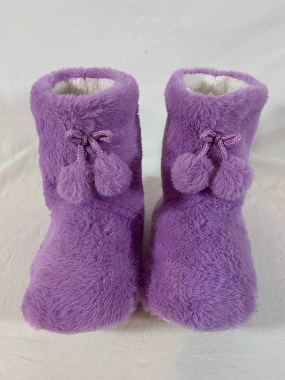 Purple Women’s Fuzzy Bootie Slippers Pom Pom Plush Cozycore Fall Lounge One Size
